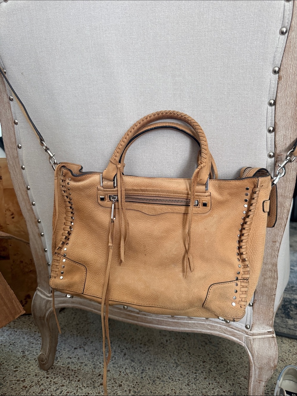 Rebecca Minkoff Tan Leather Whipstitch Shoulder Tote